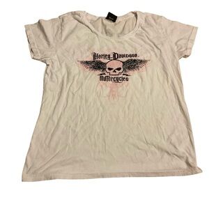 Harley-Davidson skull St Paul Minnesota White Tee with Black‎ and pink Logo